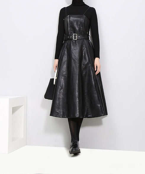 black midi sleeveless dress
